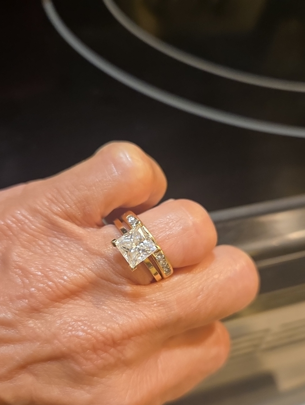 High Quality  Lab Diamond Mossanite Ring In 14k Yell Gold Princess Ring